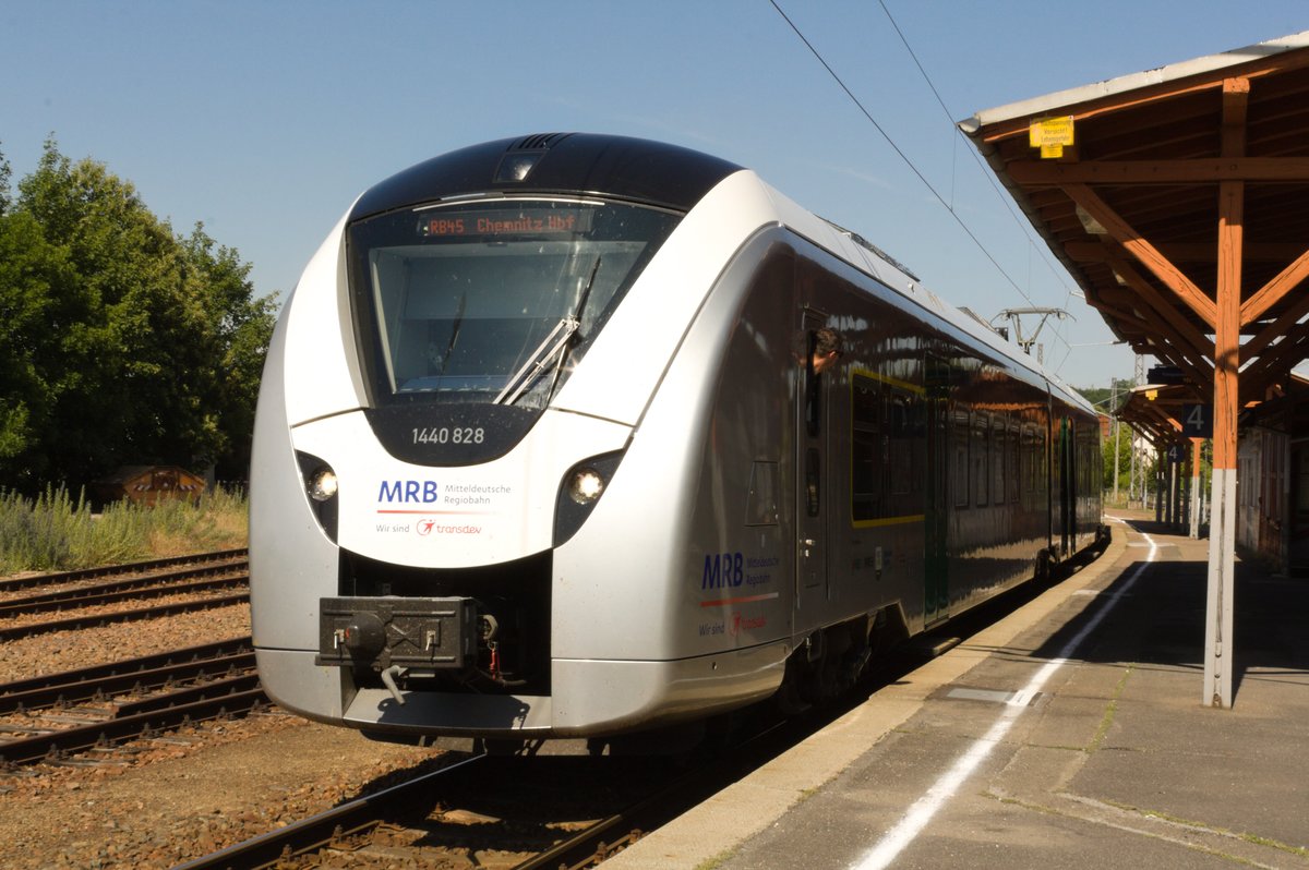 1440 828/328 der MRB als RB45 mit ziel Chemnitz Hbf im Bahnhof Dbeln Hbf am 28.6.19