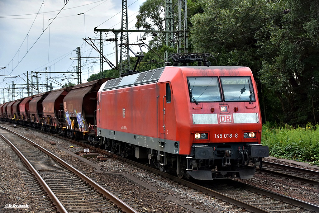 145 018-8 fuhr mit einen ganzzug durch hh-harburg,05.08.16