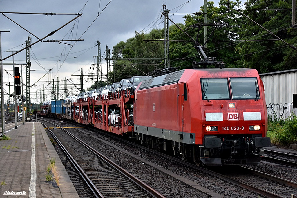 145 023-8 fuhr mit einen kurzen mischer durch hh-harburg,05.08.16