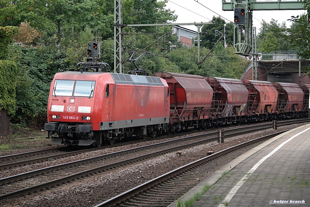 145 064-2 ist mit einen ganzzug am 18.09.13 durch hh-harburg gefahren 