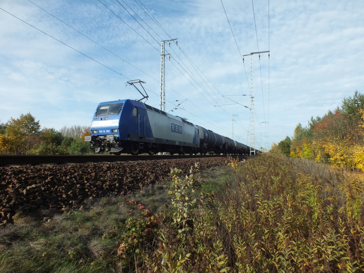 145-CL 206 (91 80 6145 102-0 D-RBH) der RBH durchfhrt am 19.10.13 den ehemaligen GBF Berlin-Wulheide.