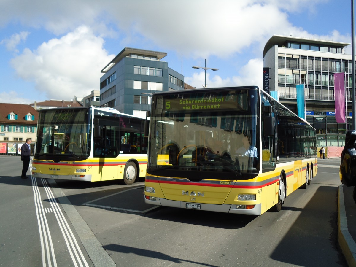 (145'519) - STI Thun - Nr. 139/BE 801'139 - MAN am 30. Juni 2013 beim Bahnhof Thun