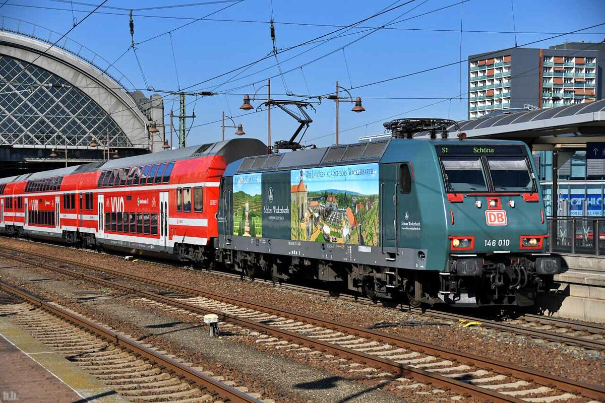 146 010 als S1 nach schöna,abfahrt von dresden hbf,07.10.21