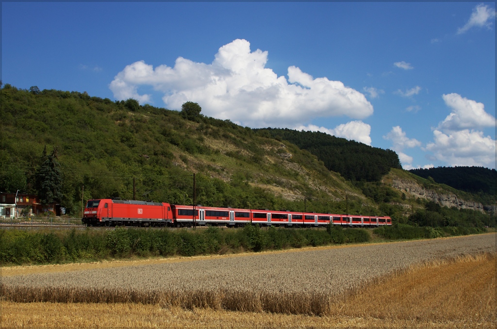 146 242 mit RE nach Frankfurt (Main) am 10.08.13 in Karlstadt