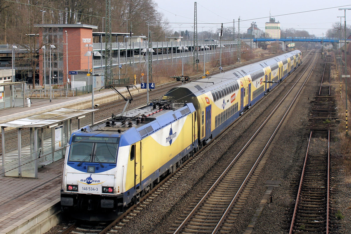 146 534-3 macht sich auf den Weg nach Hamburg. Tostedt den 25.02.2017