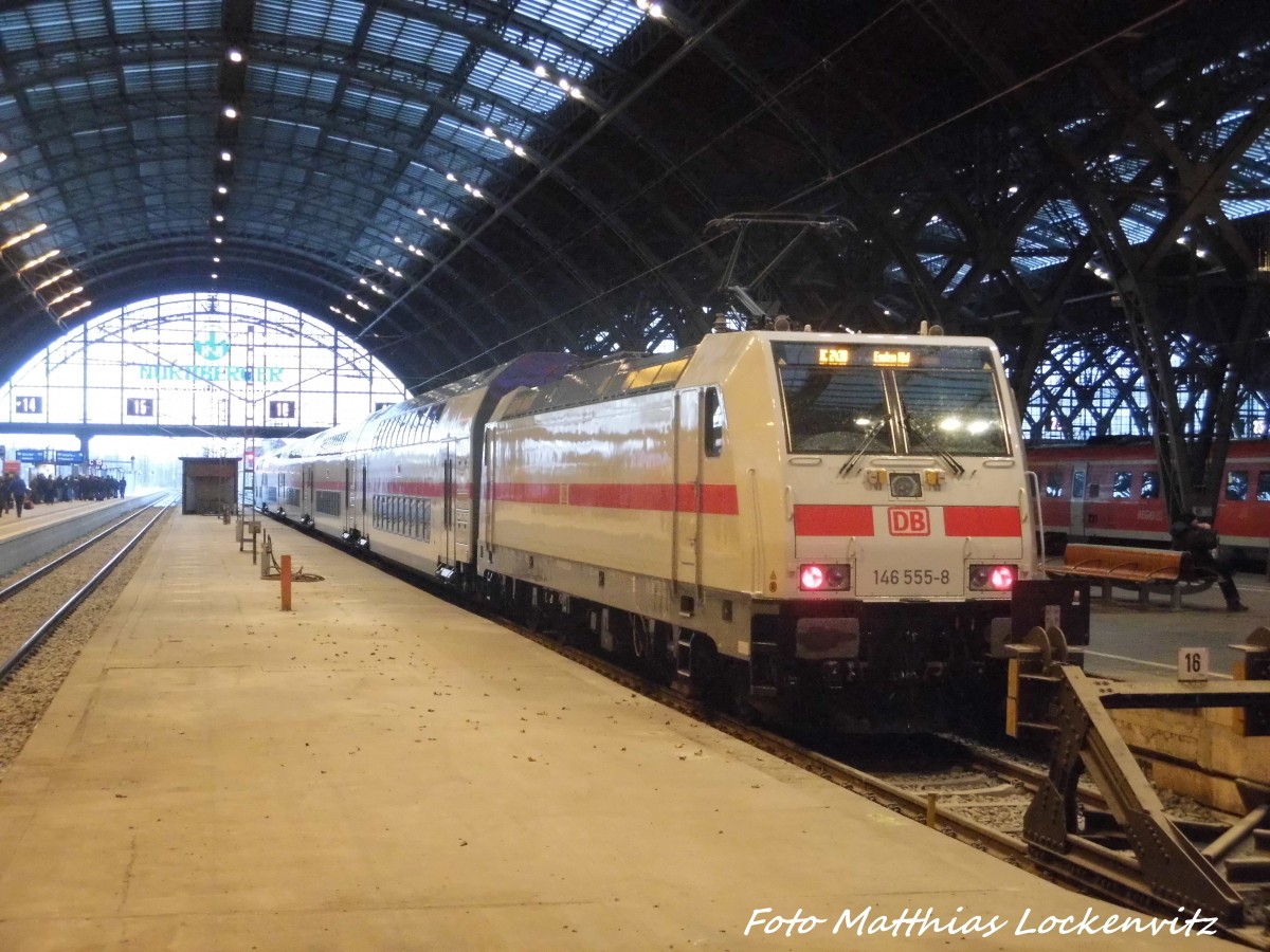 146 555-8 mit dem IC 20XX mit ziel Emden Hbf im Leipziger Hbf am 13.12.15