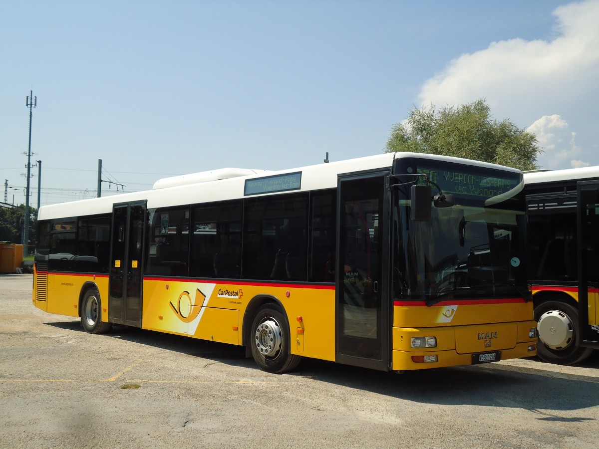 (146'009) - CarPostal Ouest - VD 510'238 - MAN (ex P 25'144) am 22. Juli 2013 in Yverdon, Garage