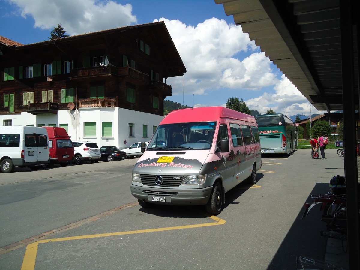 (146'312) - Ueltschi, Zweisimmen - BE 321'159 - Mercedes (ex Schelbert, Einsiedeln) am 17. August 2013 beim Bahnhof Zweisimmen