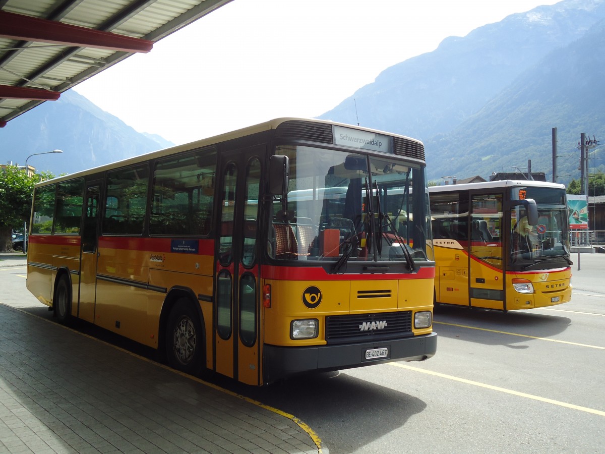 (147'005) - AVG Meiringen - Nr. 67/BE 402'467 - NAW/Hess (ex P 24'453) am 2. September 2013 in Meiringen, Postautostation