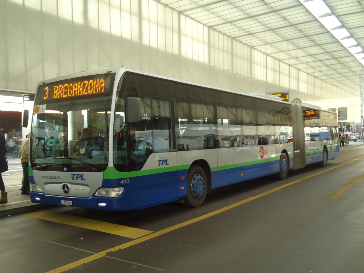 (147'697) - TPL Lugano - Nr. 413/TI 139'461 - Mercedes am 5. November 2013 in Lugano, Centro