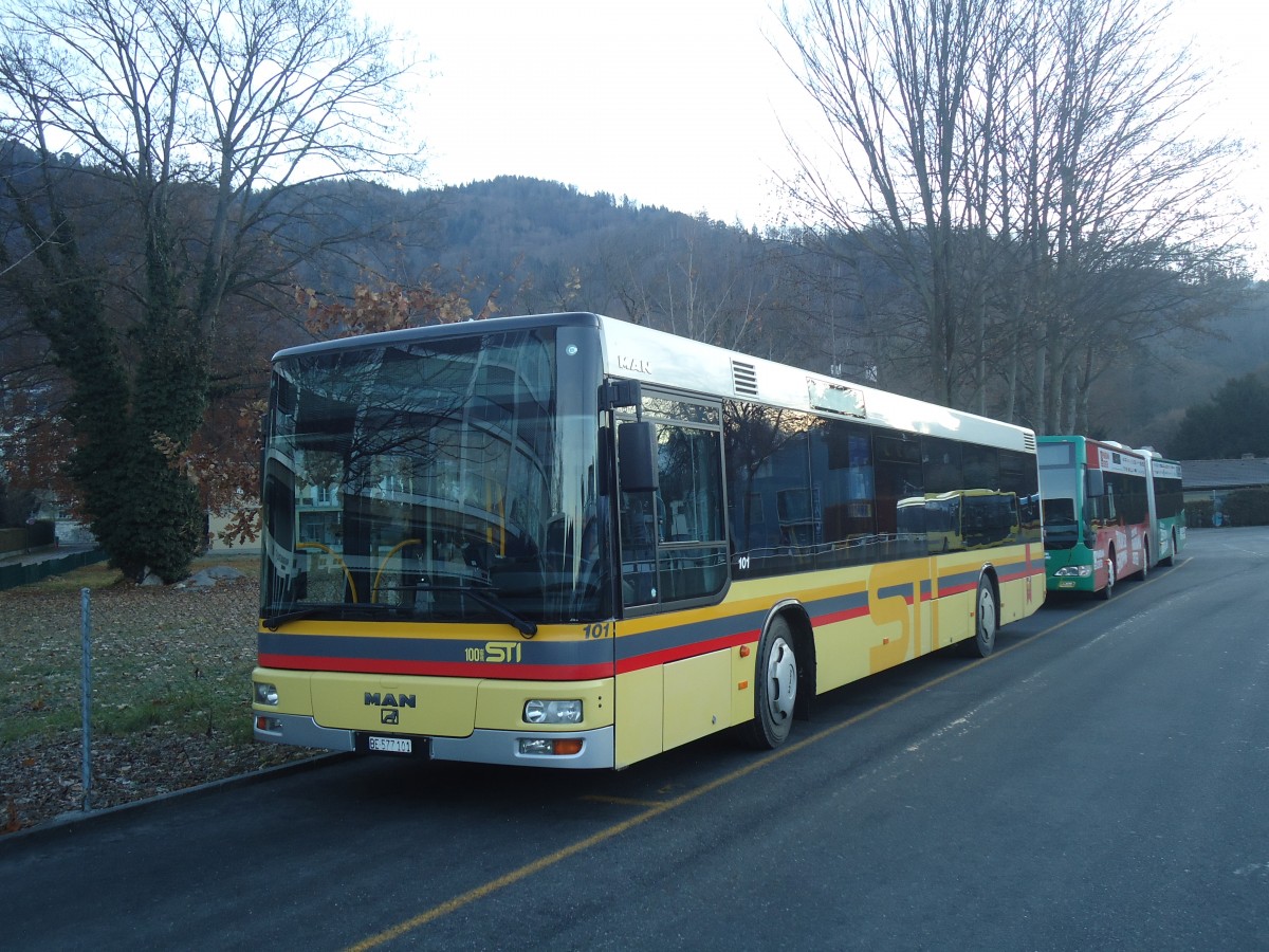 (148'605) - STI Thun - Nr. 101/BE 577'101 - MAN am 31. Dezember 2013 bei der Schifflndte Thun