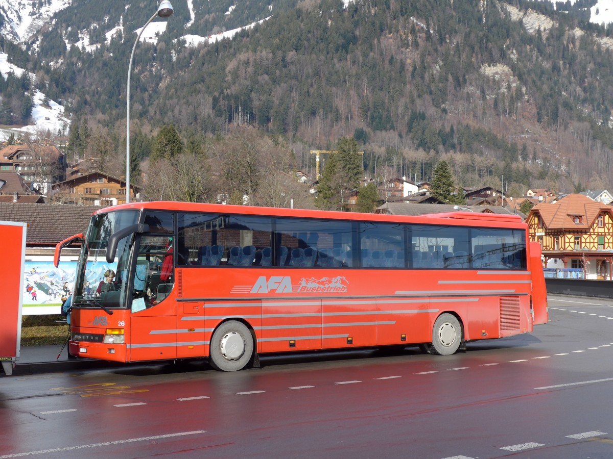 (148'837) - AFA Adelboden - Nr. 26/BE 21'181 - Setra (ex Nr. 16; ex Frhlich, D-Ludwigshafen/Rhein) am 15. Februar 2014 beim Bahnhof Frutigen