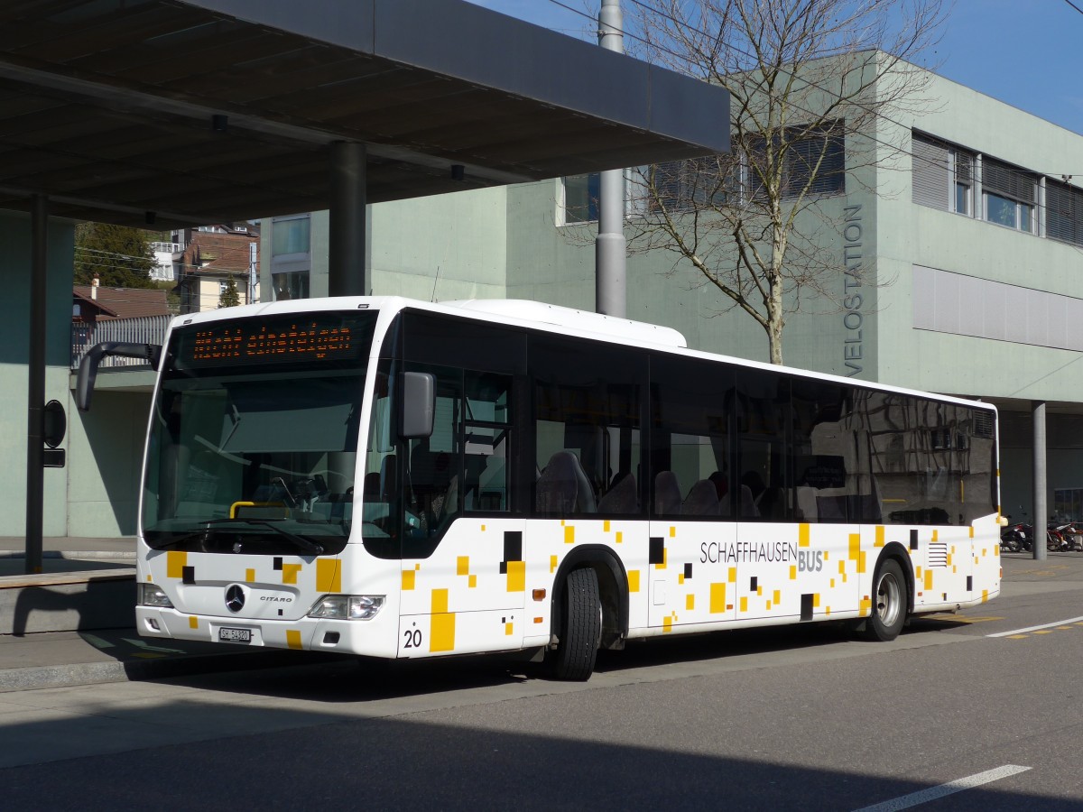(149'397) - SB Schaffhausen - Nr. 20/SH 54'320 - Mercedes am 29. Mrz 2014 beim Bahnhof Schaffhausen