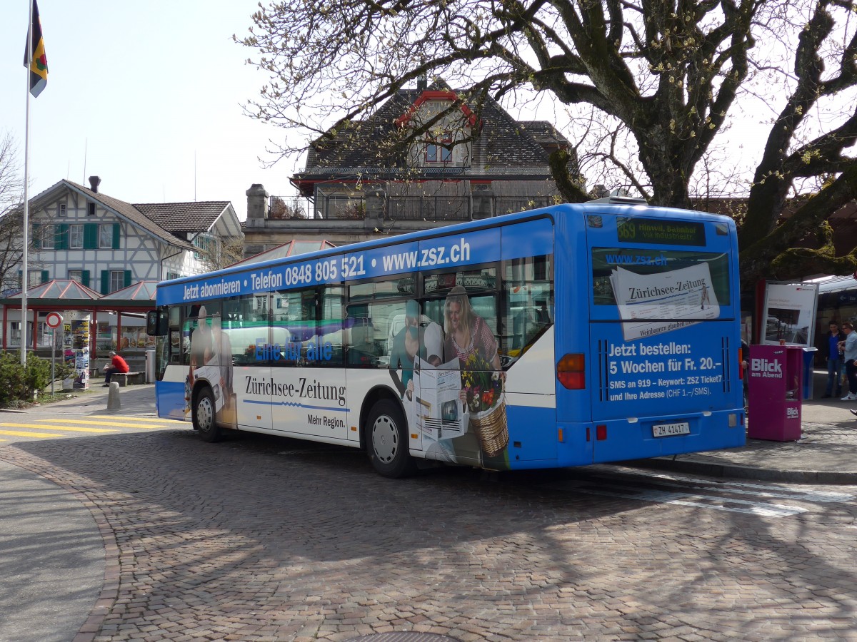 (149'493) - VZO Grningen - Nr. 17/ZH 41'417 - Mercedes am 31. Mrz 2014 beim Bahnhof Wetzikon