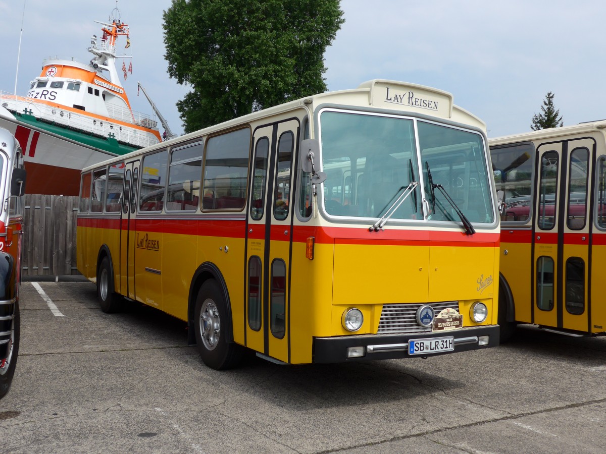 (150'267) - Lay Reisen, Pttlingen - SB-LR 31H - Saurer/Tscher (ex Looser, Elm; ex Polizeidirektion, Bern; ex P 24'657) am 26. April 2014 in Speyer, Technik-Museum