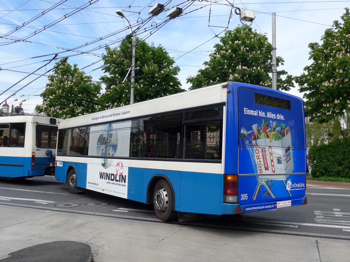 (150'591) - VBL Luzern - Nr. 305 - Lanz+Marti/Hess Personenanhnger am 10. Mai 2014 beim Bahnhof Luzern