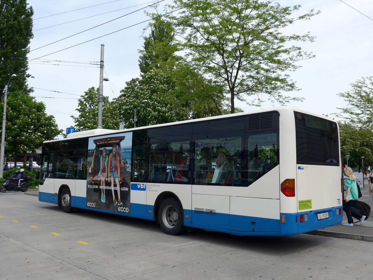 (150'592) - VBL Luzern - Nr. 70/LU 15'728 - Mercedes am 10. Mai 2014 beim Bahnhof Luzern