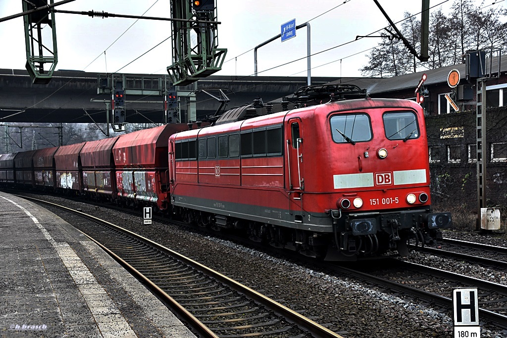 151 001-5 ist mit einen ganzzug durch hh-harburg gefahren,19.02.16