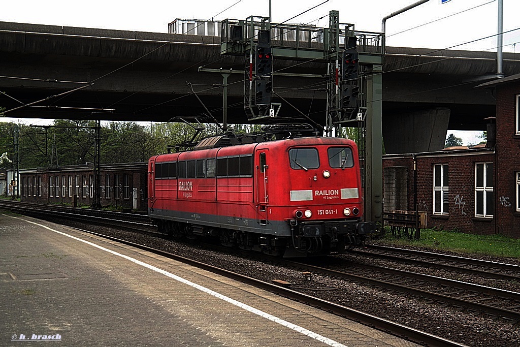 151 041-1 ist lz durch hh-harburg gefahren,datum 22.04.14