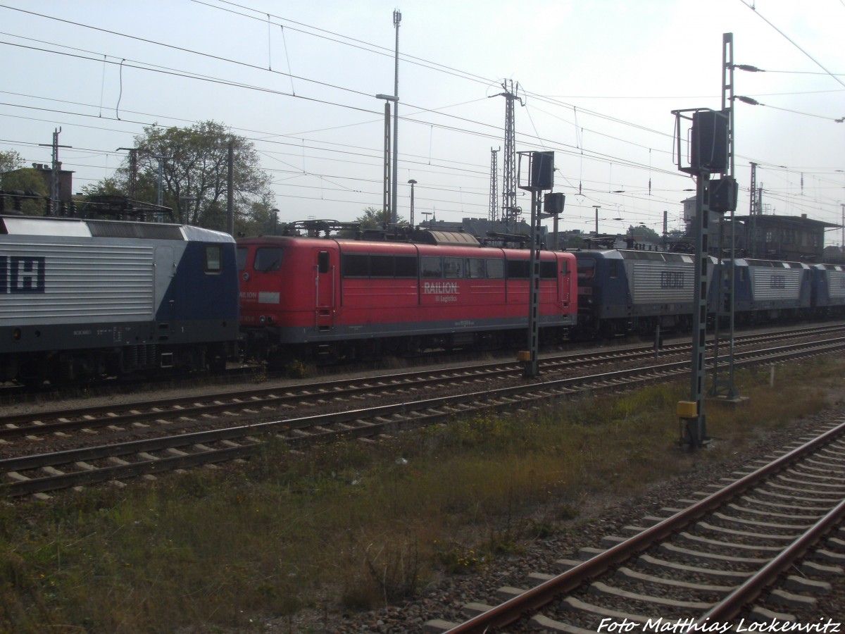 151 165-8 und RBH-Loks abgestellt im Bahnhof Angermnde am 7.9.14