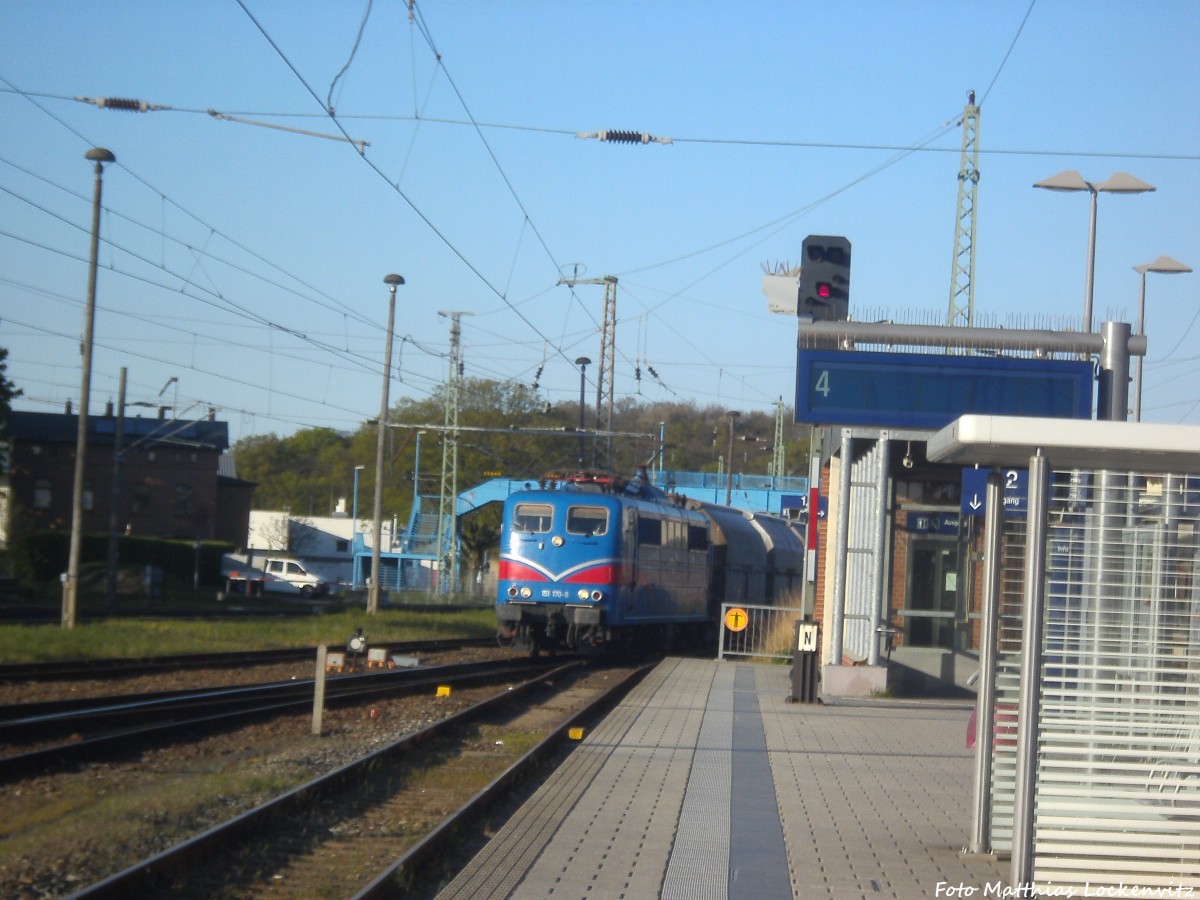 151 170-8 der SRI (D-EGP) im Bahnhof Bergen auf Rgen am 28.4.14