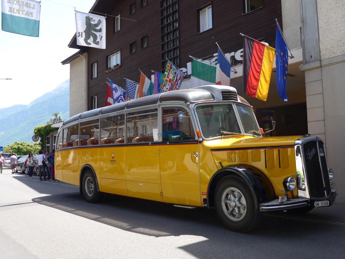 (151'377) - Dillier, Sarnen - OW 10'168 - Saurer/Gangloff (ex AVG Grindelwald; ex P 23'128; ex P 2195) am 8. Juni 2014 in Brienz, OiO