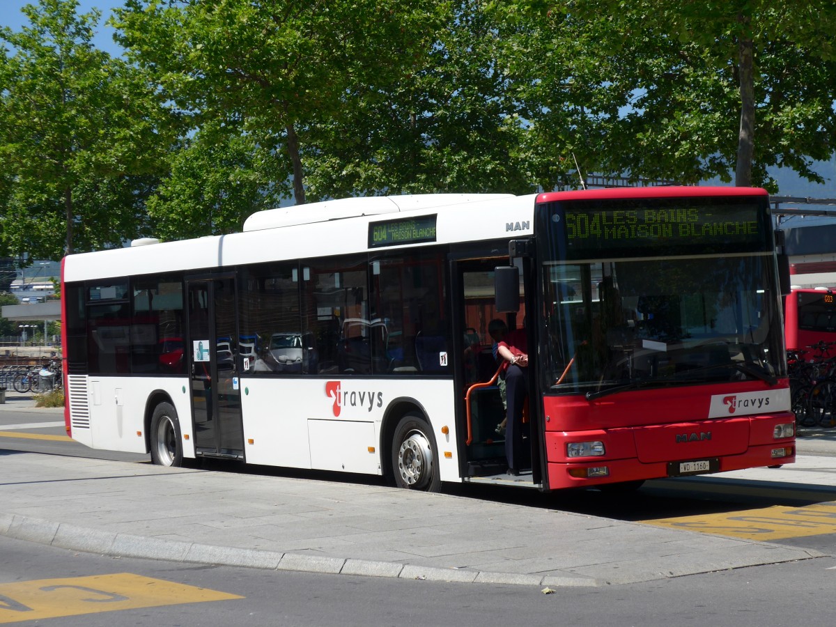 (151'765) - TRAVYS Yverdon - VD 1160 - MAN am 21. Juni 2014 beim Bahnhof Yverdon