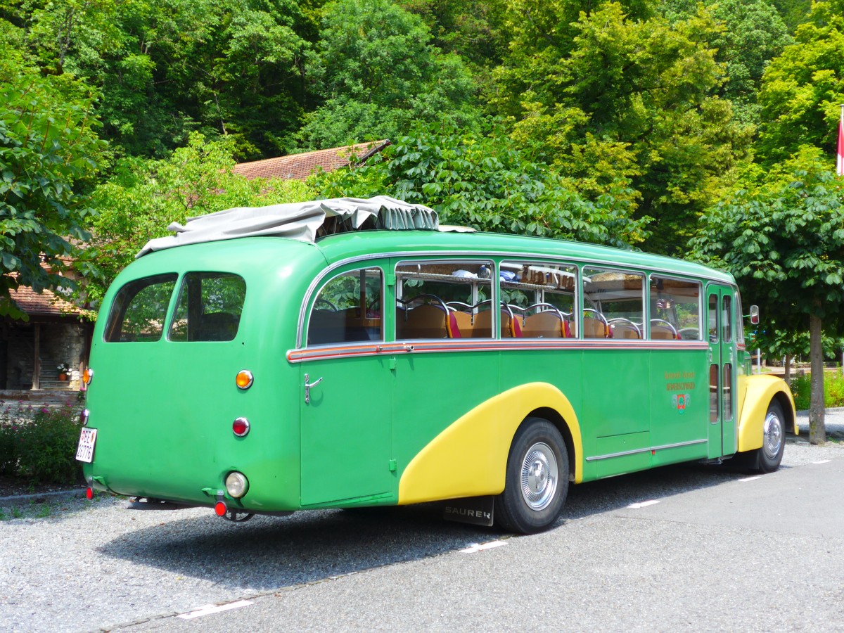 (151'845) - STI Thun - Nr. 15/BE 26'776 - Saurer/Gangloff (ex AvH Heimenschwand Nr. 5) am 25. Juni 2014 in Neuhaus, Manorfarm