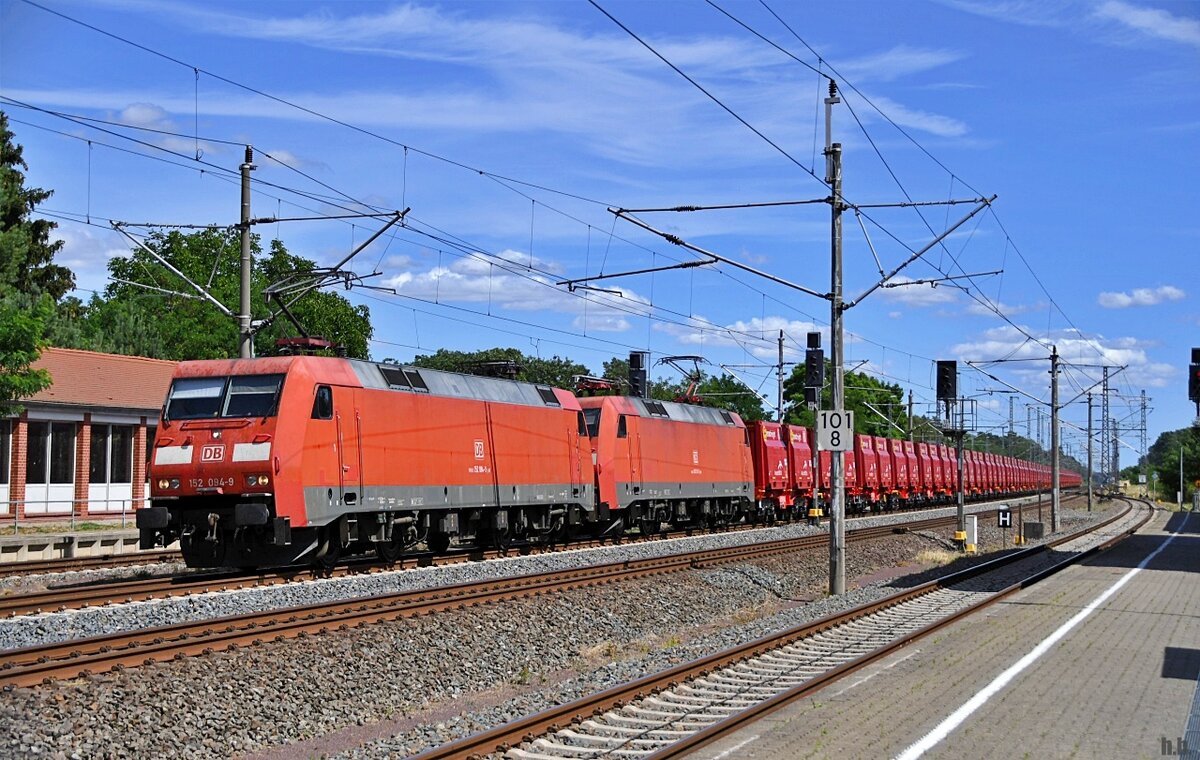 152 094-9 und 152 011-3 zogen einen ganzzug durch glöwen,14.07.22