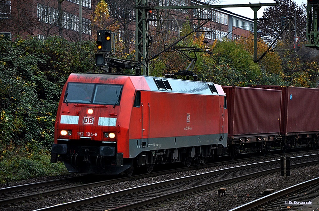 152 104-6 zog einen kastenzug durch hh-harburg,11.10.14