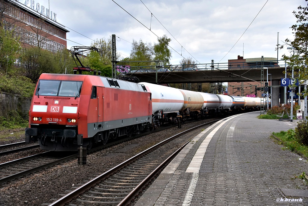 152 119-4 zog mehrere druckgaskesselwagen durch hh-harburg,18.04.17