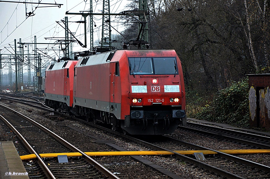 152 121-0 und 152 022-0 fuhren als lz durch hh-harburg,05.12.14