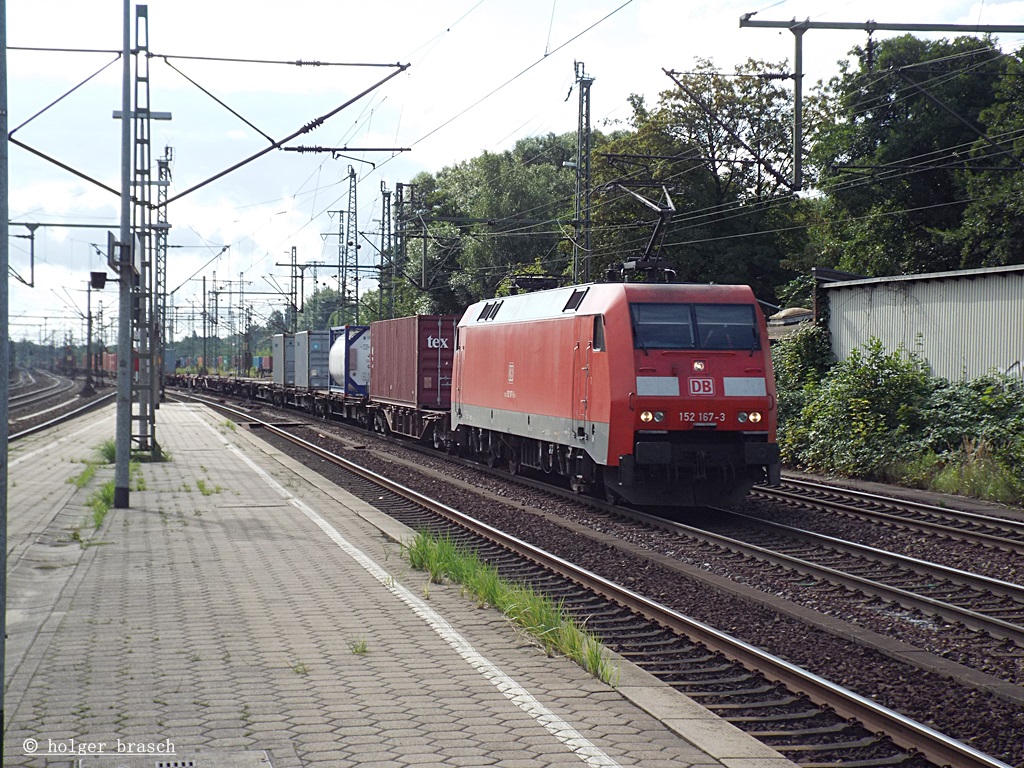 152 167-2 fuhr mit einen ganzzug am 20.08.13 durch hh-harburg