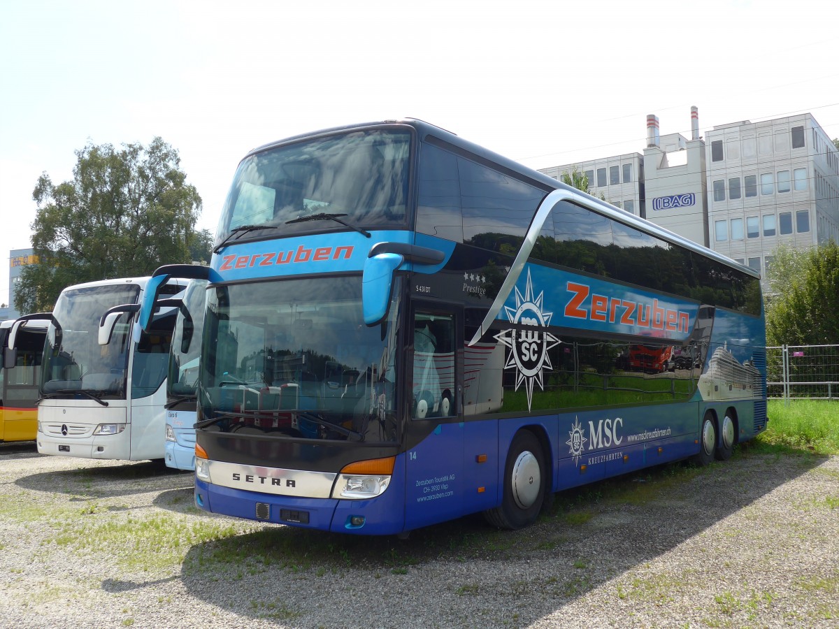 (153'623) - Zerzuben, Visp-Eyholz - Nr. 14 - Setra am 4. August 2014 in Kloten, EvoBus