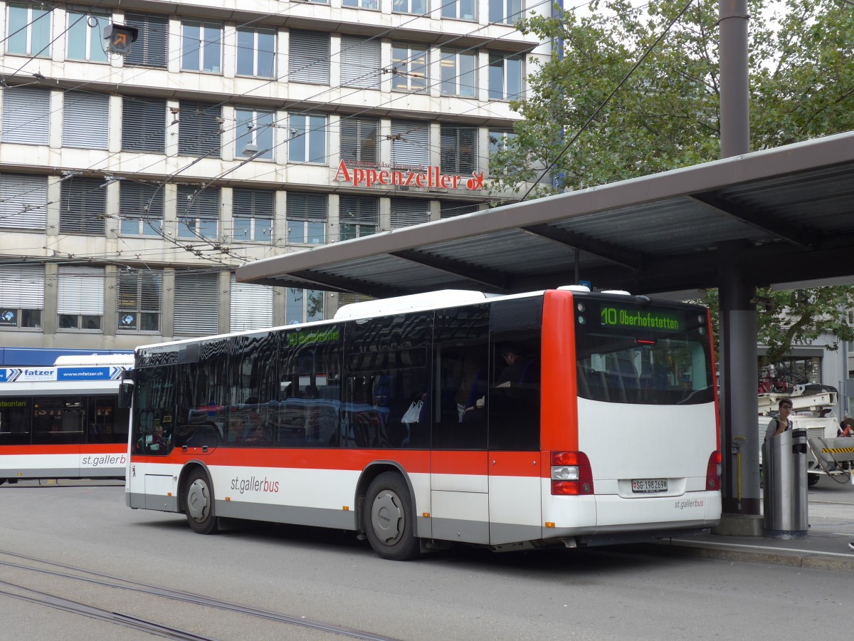 (154'208) - St. Gallerbus, St. Gallen - Nr. 269/SG 198'269 - MAN/Gppel am 20. August 2014 beim Bahnhof St. Gallen