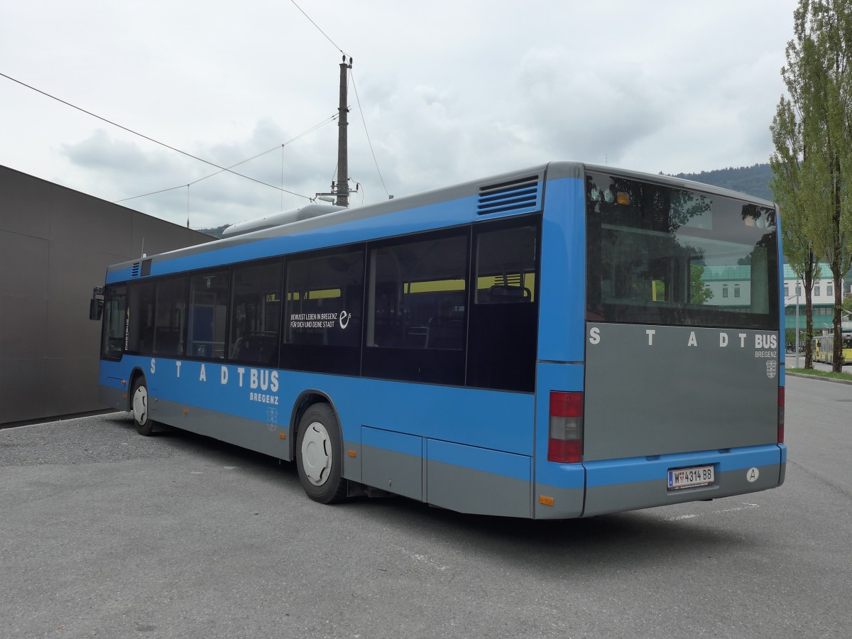 (154'229) - Stadtbus, Bregenz - W 4314 BB - MAN am 20. August 2014 beim Bahnhof Bregenz