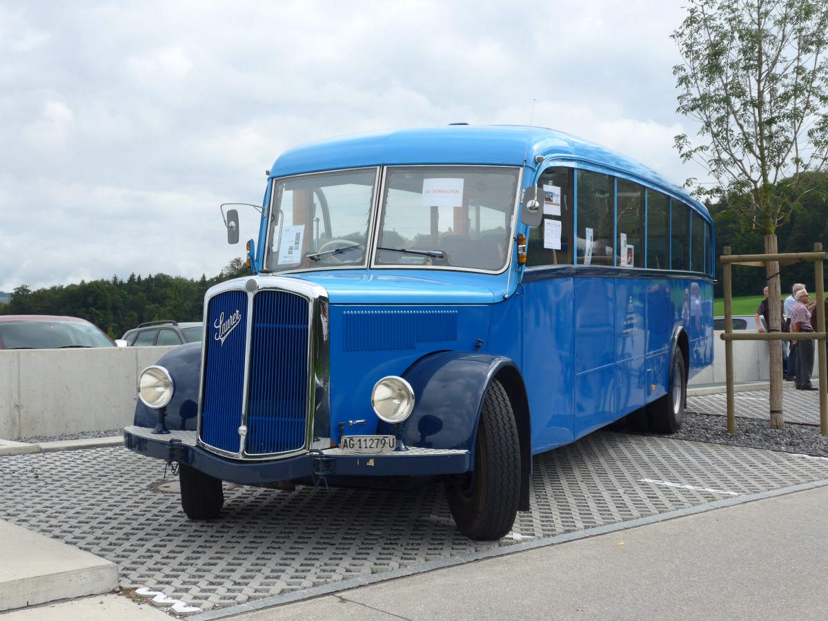 (154'482) - Steinacher, Gansingen - AG 11'279 U - Saurer/Saurer (ex Brgin, Liestal; ex Gemeinde Spiez, Spiez; ex P 29'990; ex P 24'557; ex AMB Balsthal) am 30. August 2014 in Oberkirch, CAMPUS Sursee