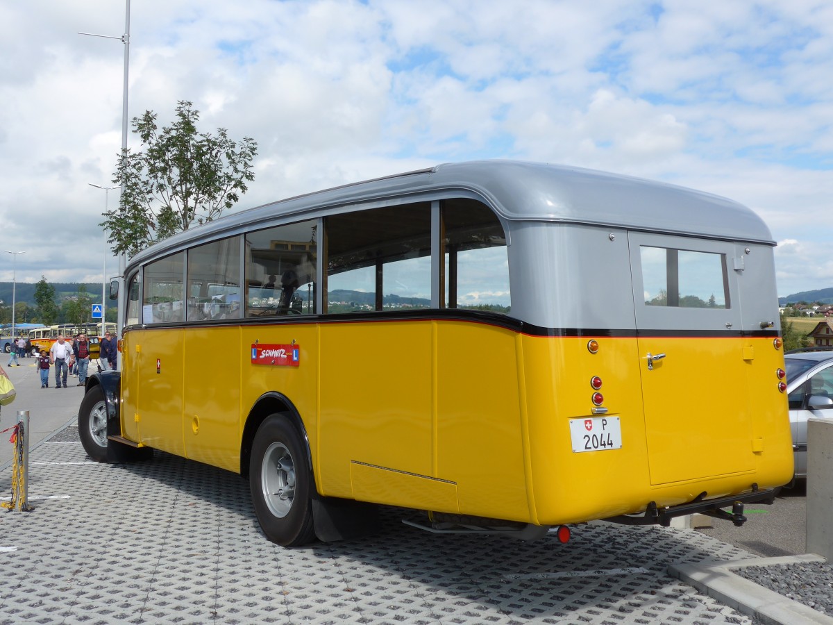 (154'520) - Schmutz, Vaulruz -  P 2044  - Saurer/Saurer (ex Nestl; ex P 23'019; ex P 2044) am 30. August 2014 in Oberkirch, CAMPUS Sursee