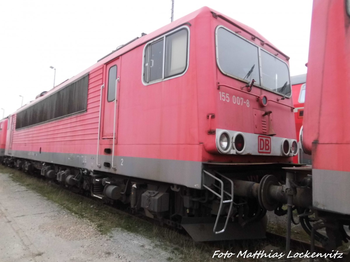 155 007 abgestellt in Mukran/Rgen am 2.1.16