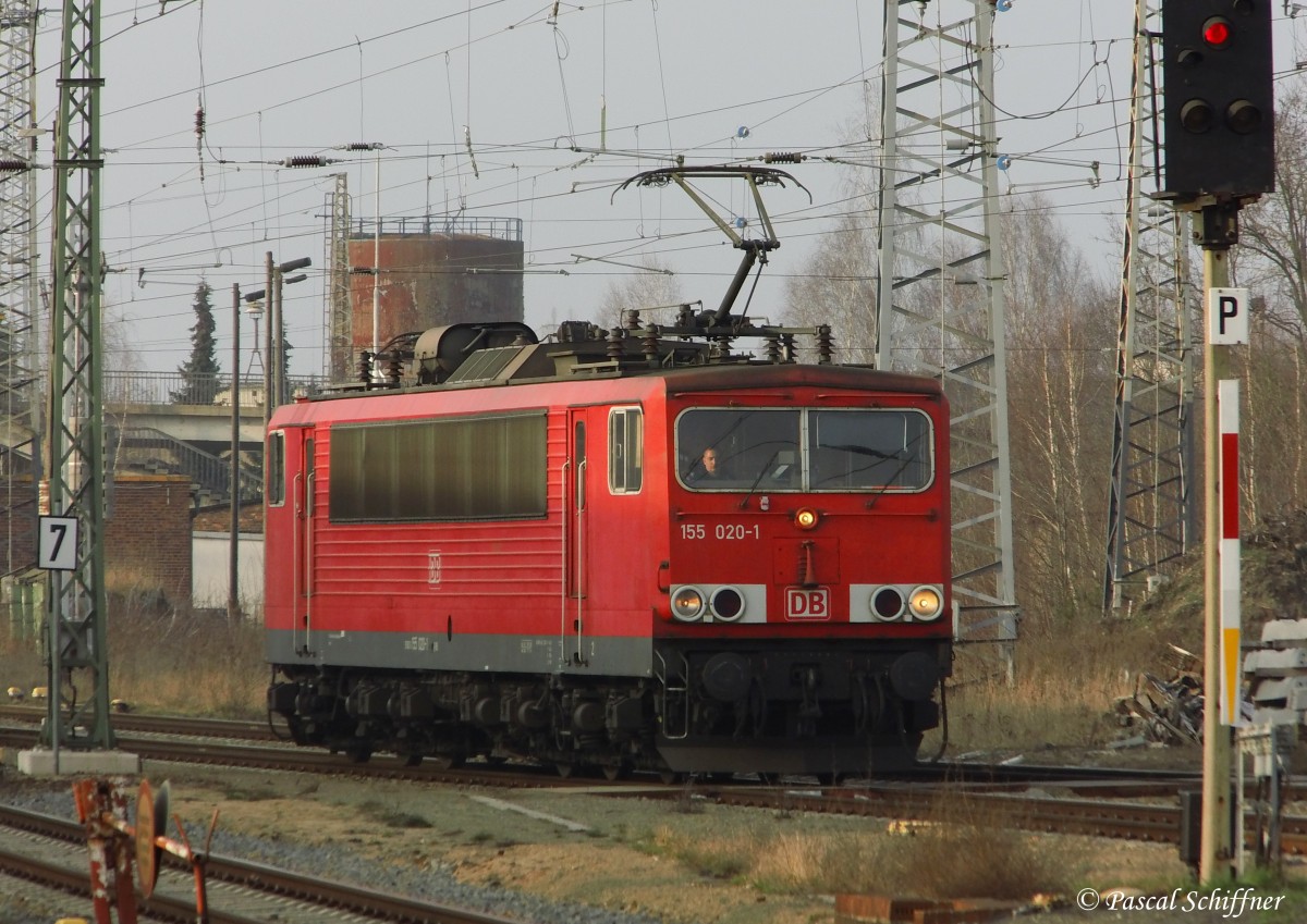 155 020 rangiert in Falkenberg/Elster, 07.03.2014.