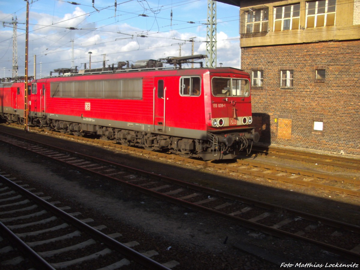 155 039-1 abgestellt im Bahnhof Angermnde am 16.2.14