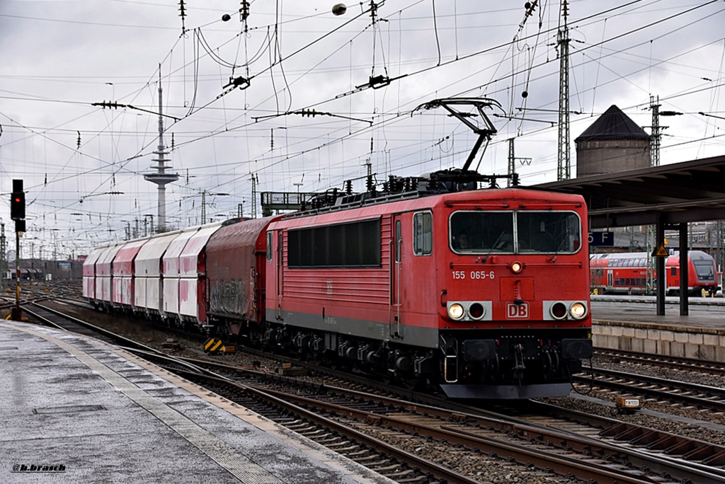 155 065-6 fuhr mit einen mini-güterzug durch bremen,22.03.16