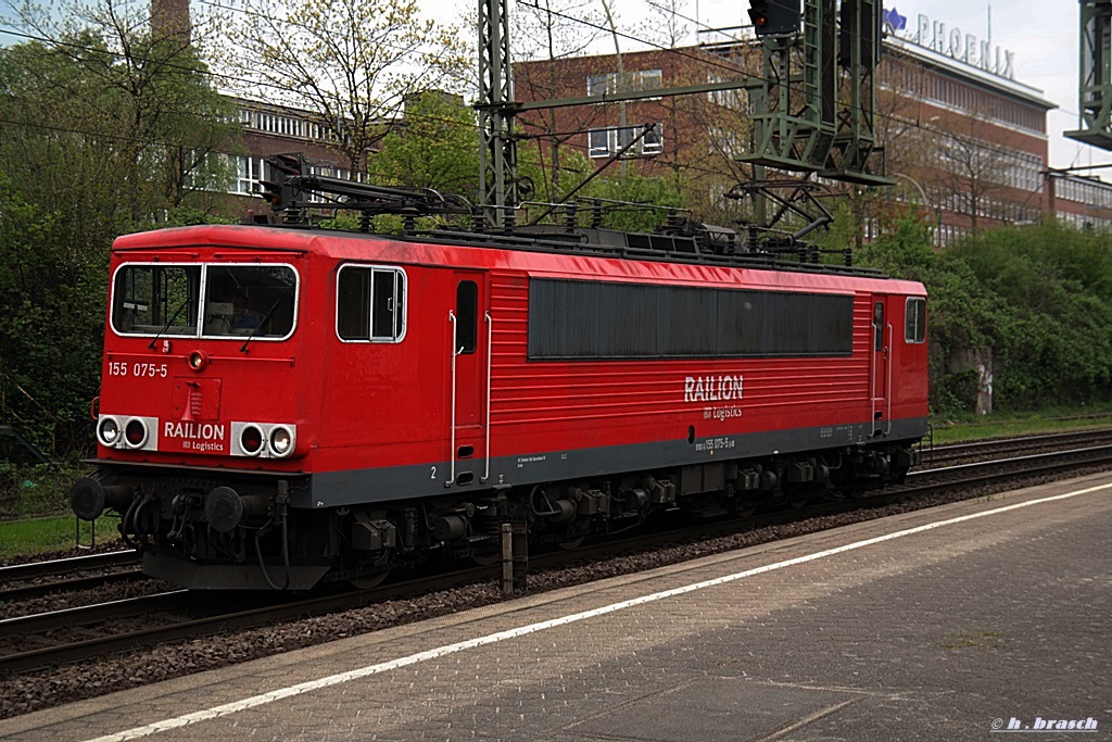 155 075-5 fuhr solo am 22.04.14 durch hh-harburg