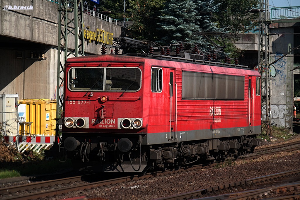 155 077-1 ist lz durch hh-harburg gefahren,datum 17.07.14