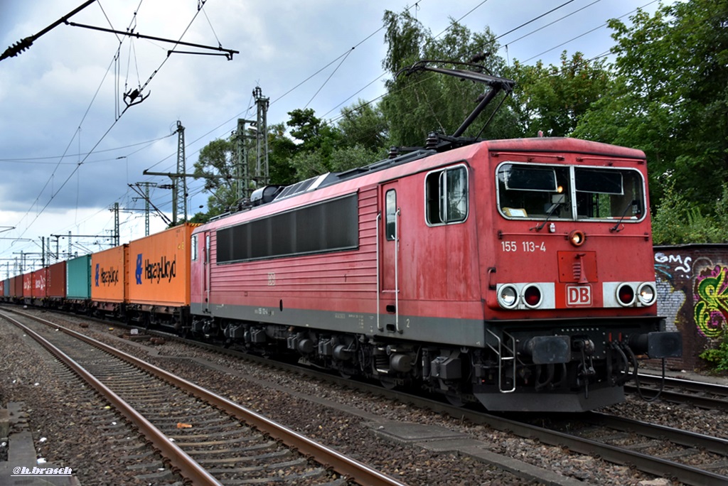 155 113-4 zog einen kastenzug durch hh-harburg,15.07.17