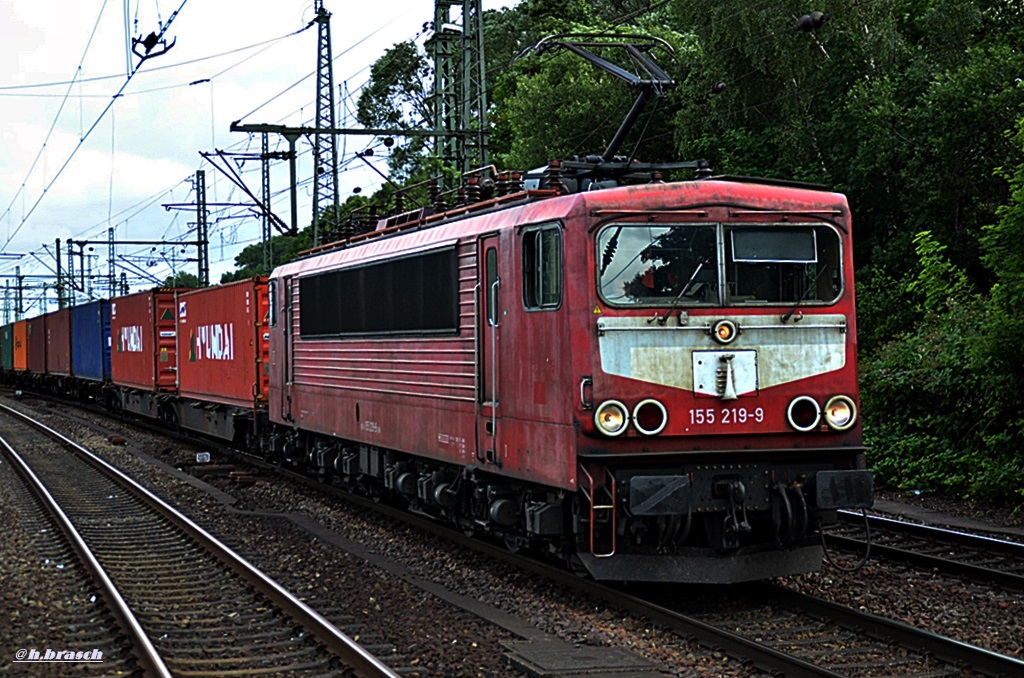 155 219-9 zog einen kastenzug durch hh-harburg,09.07.15