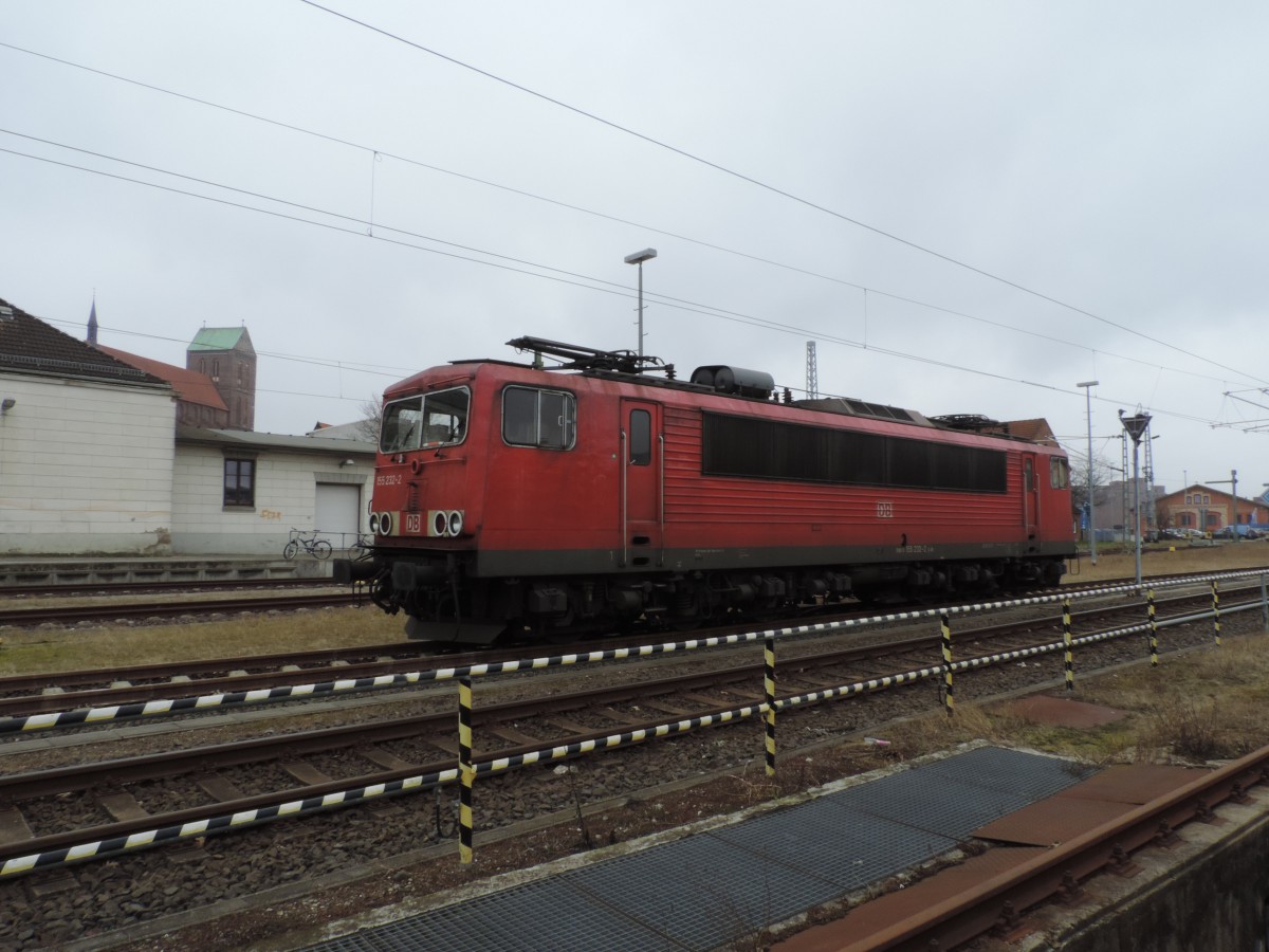 155 232-2 abgestellt im Bahnhof Wismar.18.03.2016