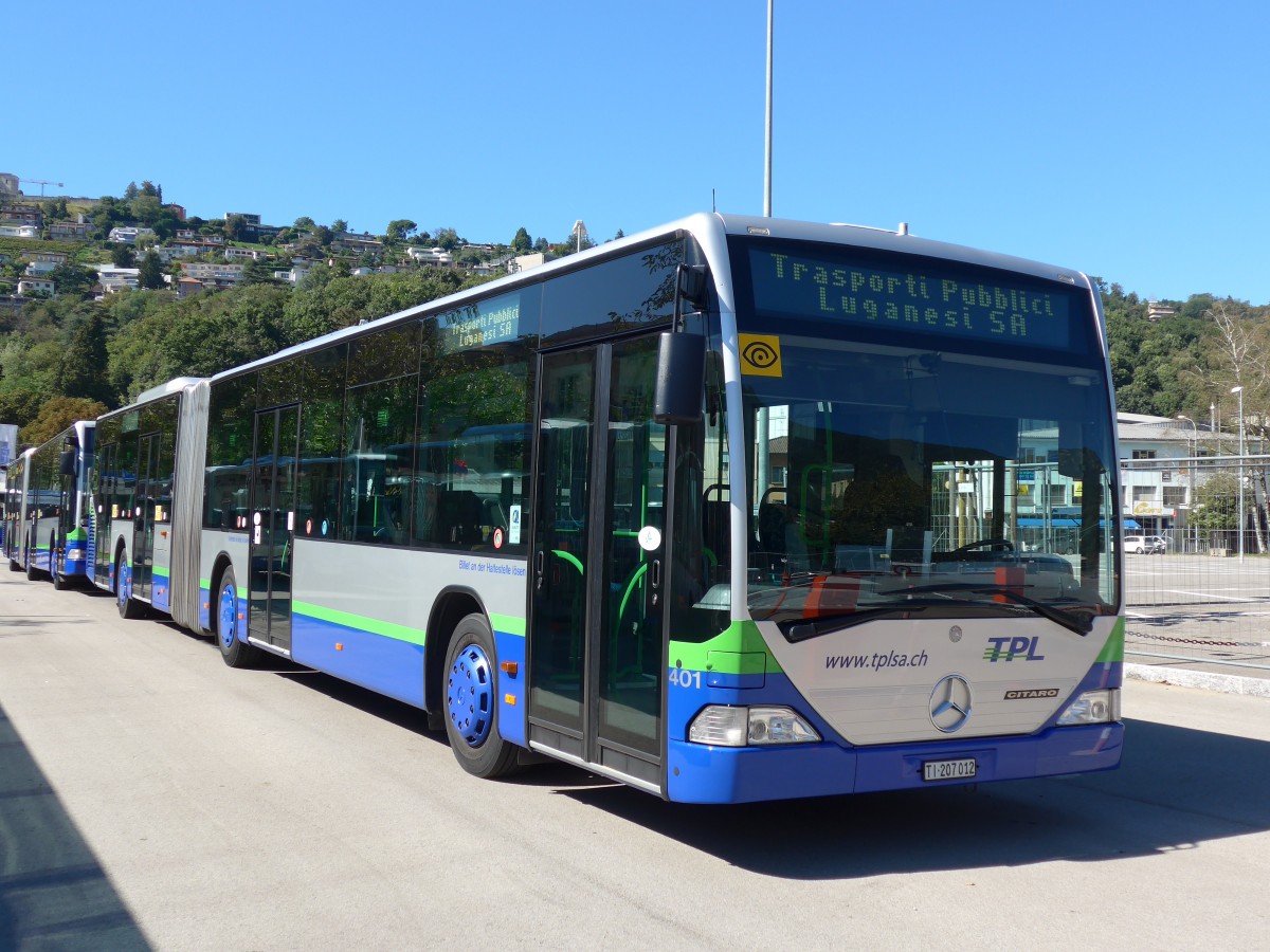 (155'177) - TPL Lugano - Nr. 401/TI 207'012 - Mercedes (ex Nr. 21) am 13. September 2014 in Lugano, Cornaredo