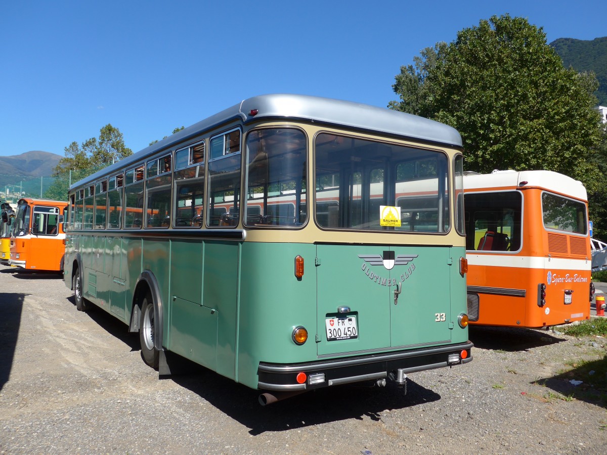 (155'196) - Oldtimer Club 33, Tafers - Nr. 33/FR 300'450 - Saurer/Hess (ex GFM Fribourg Nr. 33) am 13. September 2014 in Lugano, Saurertreffen