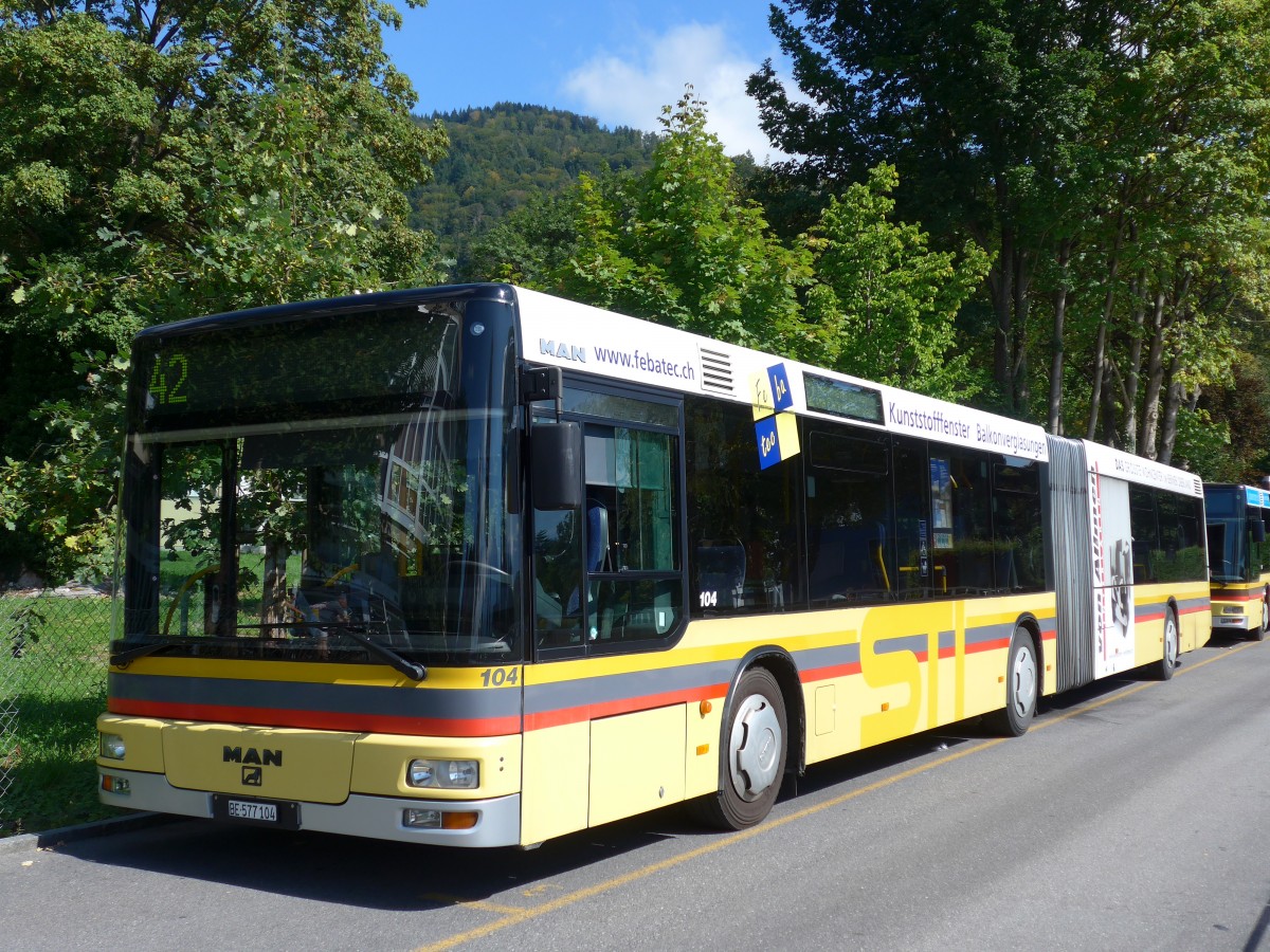 (155'252) - STI Thun - Nr. 104/BE 577'104 - MAN am 14. September 2014 bei der Schifflndte Thun